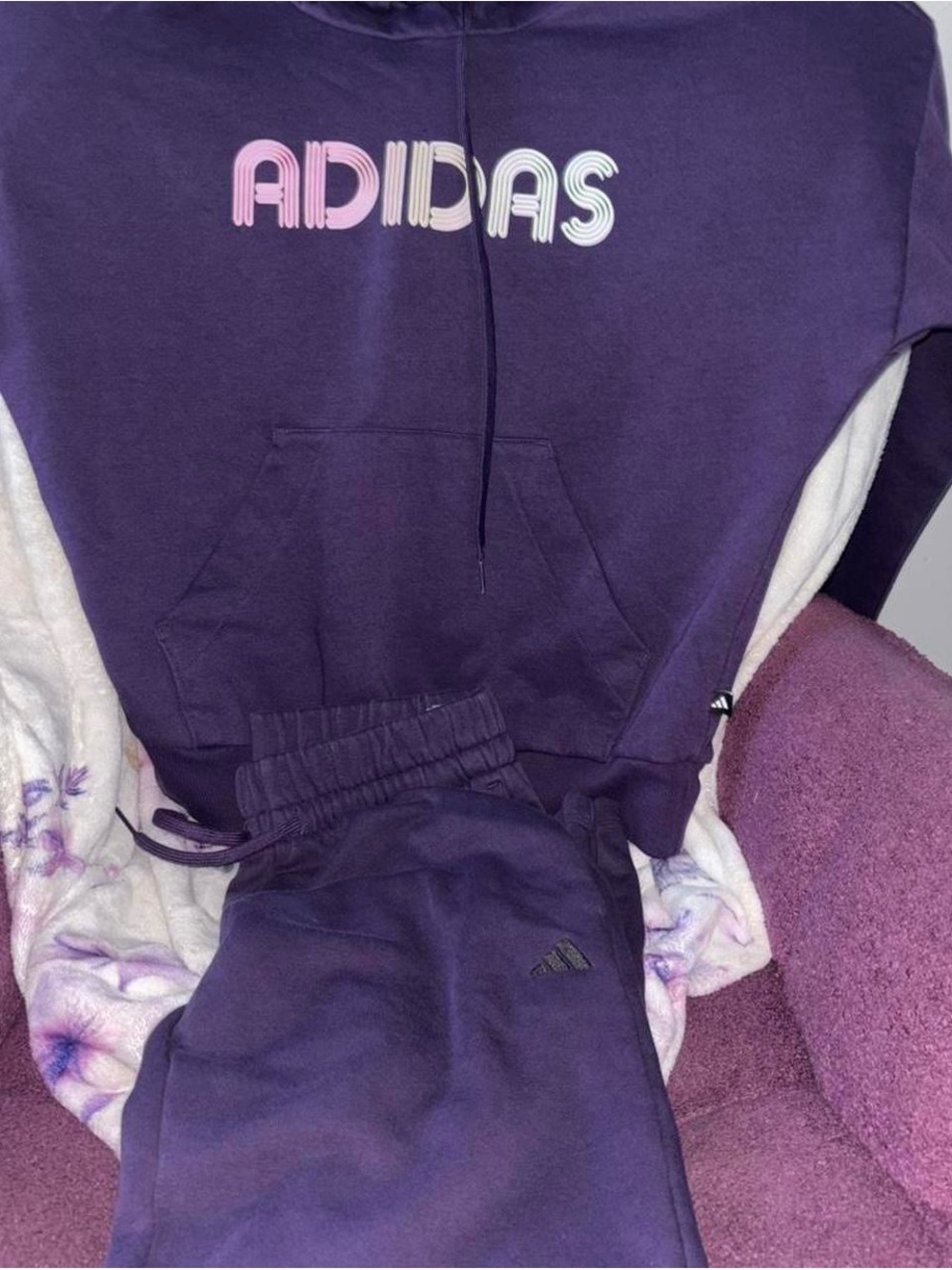 adidas Purple Hoodie and Joggers Set with Gradient Logo